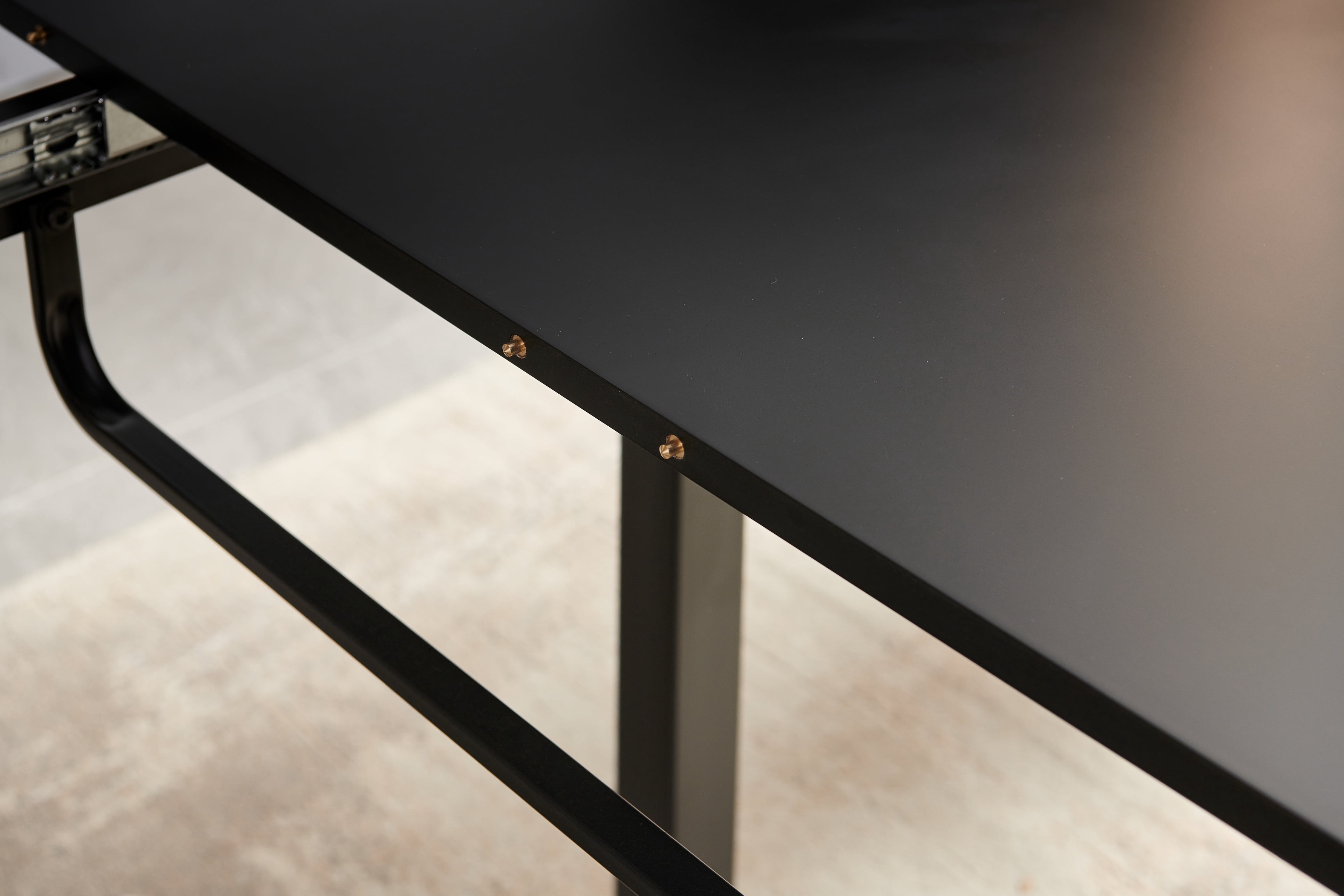 MAYEERTY Modern Square Extendable Dining Table - Black Metal Legs