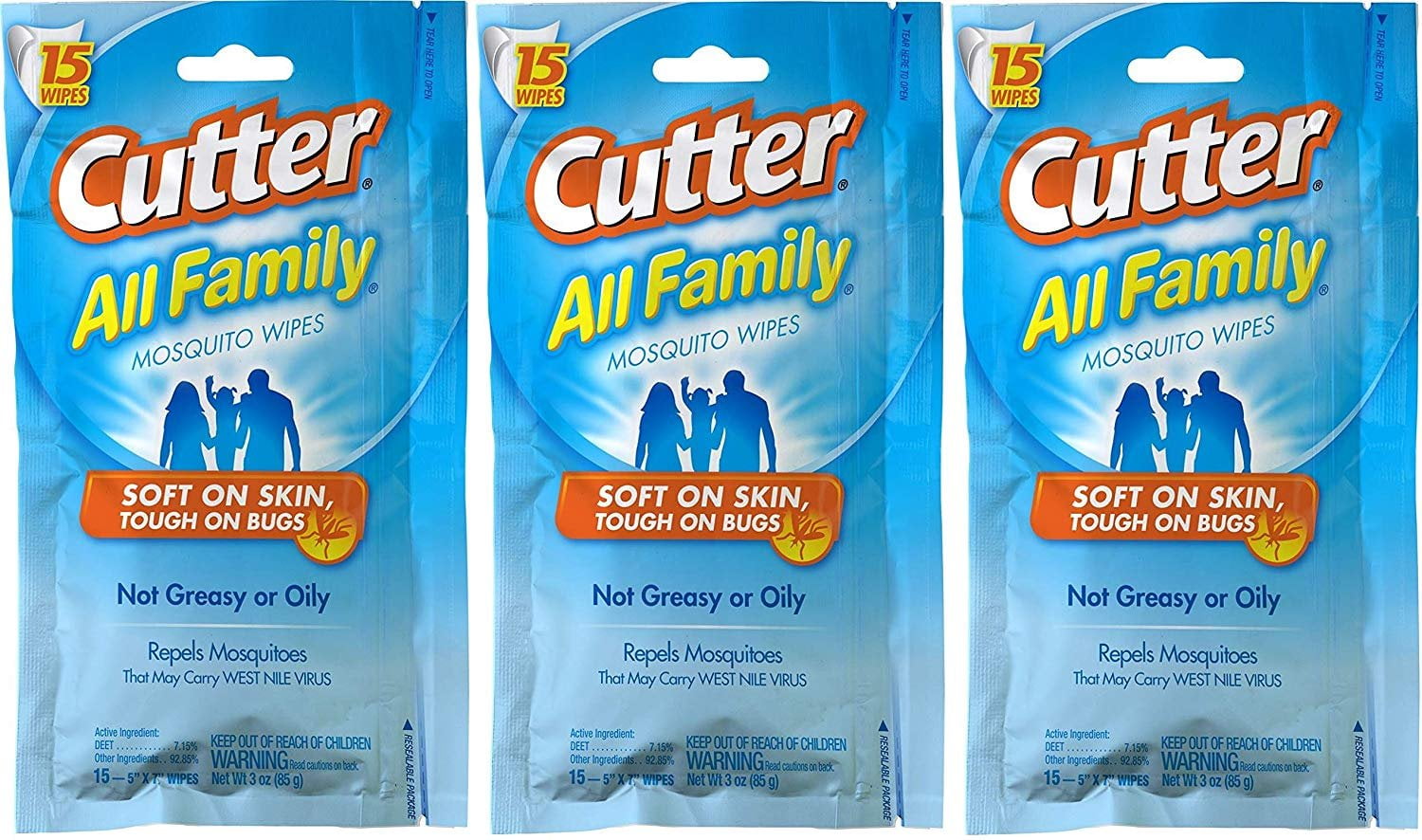 Cutter All Family 15 Count Insect Repellent Mosquito Wipes 7.15 DEET 3