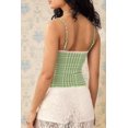 thumbnail image 4 of Women'S Y2k Gingham Square Neck Crop Tank Tops Spaghetti Strap Lace Trim Bow- Front Tops - Shirt Green M, 4 of 7