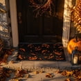 thumbnail image 4 of Halloween Doormat - Black Orange Scattered Pumpkin Face Fiber Rug, Non-Slip Outdoor Porch Welcome Mat, Weather Resistant Indoor Entryway Decoration for Front Door, Spooky Seasonal Floor Accent, 4 of 8