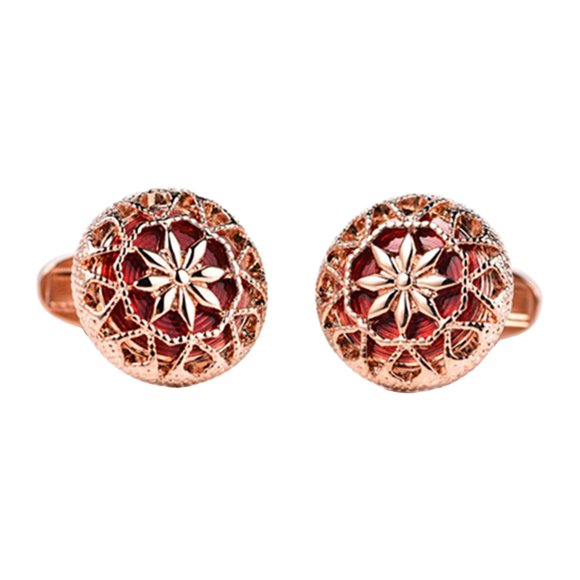 Gemelos para hombre Colcomx Gemelos de camisa de vestir de flores de cristal Oro rosa