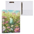 thumbnail image 3 of Haosy 2 Pack Hardcover 3 Ring Binder 1.5 Inch Ring Decorative Binder Organizer for Home School Office, Cartoon Frog Sit in Meadow Of Flower, 3 of 10