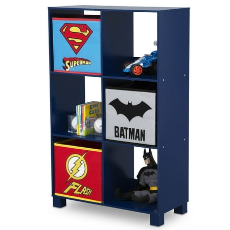 - DC Comics Justice League 6 Cubby Deluxe Storage Unit (3 Bonus Fabric Bins Included)