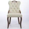 thumbnail image 3 of Hassch Upholstered Dining Chairs Set of 2, Vintage Accent Side Chairs with Button Tufted Back, Nailhead Trim, Solid Wood Legs, for Kitchen & Dining Room (Beige), 3 of 10