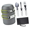 thumbnail image 1 of LOVIVER Kit de Cuisine de Camping avec Couverts Léger pour Randonnée Poignée Pliante Poignée Verte, 1 of 8