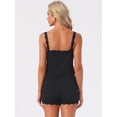 thumbnail image 4 of DARING DIVA Women's Pajama Sets Ribbed Knit Lace Tank Shorts Pants Sleepwear L Black, 4 of 7