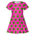 thumbnail image 4 of Robes de Printemps pour Filles Robe d'Été à Pois Ajustée Douce Respirante à Manches Courtes Décontractée Robe Ado Fille Rose Vif 6 Ans-7 Ans, 4 of 4
