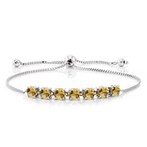 Gem Stone King Round Yellow Citrine 2.24 Ct in 925 Sterling Silver Tennis Bracelet for Women
