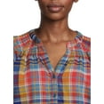thumbnail image 3 of Time and Tru Women's Button Down Top with Puff Sleeves, 3 of 5