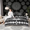 thumbnail image 4 of Erosebridal Black White Bedding Comforter Set, Grunge Bohemian Aztec Full Bedding Set, Black Reversible 7pcs, 4 of 6