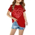 thumbnail image 2 of Jinhomg Toddler Boys Girls T-shirts Kids Letter Graphic Tees 2024 Summer Short Sleeve Crewneck Tee Tops Limited Time Deal Red 13 Years, 2 of 4