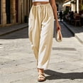 thumbnail image 5 of Htrmlpk Women Plus Size Wide-Leg Pants Elastic Waist Summer Athletic Workout Trousers Drawstring Full Length Active Pants with Pocket, 5 of 7