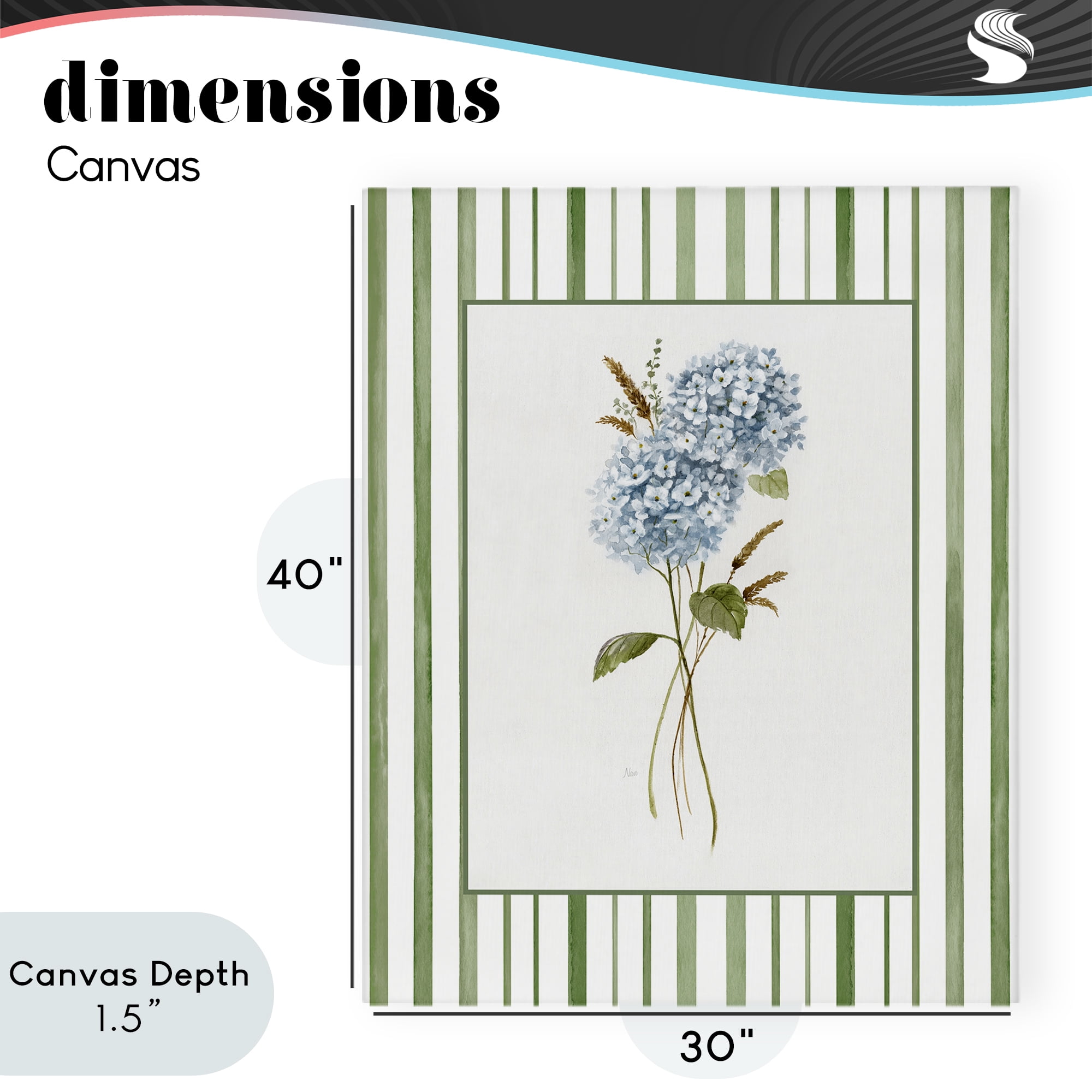 Stupell Industries Blue Hydrangea & Dried Wheat Canvas Wall Art, design by Nan