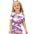 thumbnail image 5 of DeHolifer Girls Shirt Short Sleeve T-Shirts Off Shoulder Tops Cotton Tees Summer Tshirts for Kids 3-12 Years, 5 of 8