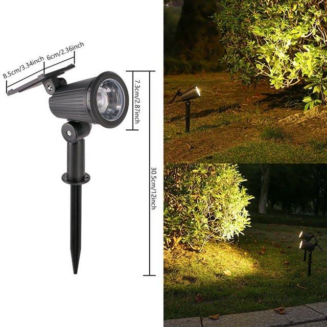 Focos solares LED de 9 LED para exteriores, luces solares para paisajes, IP65, resistentes al agua, brillo ajustable para jardín, patio, luz cálida