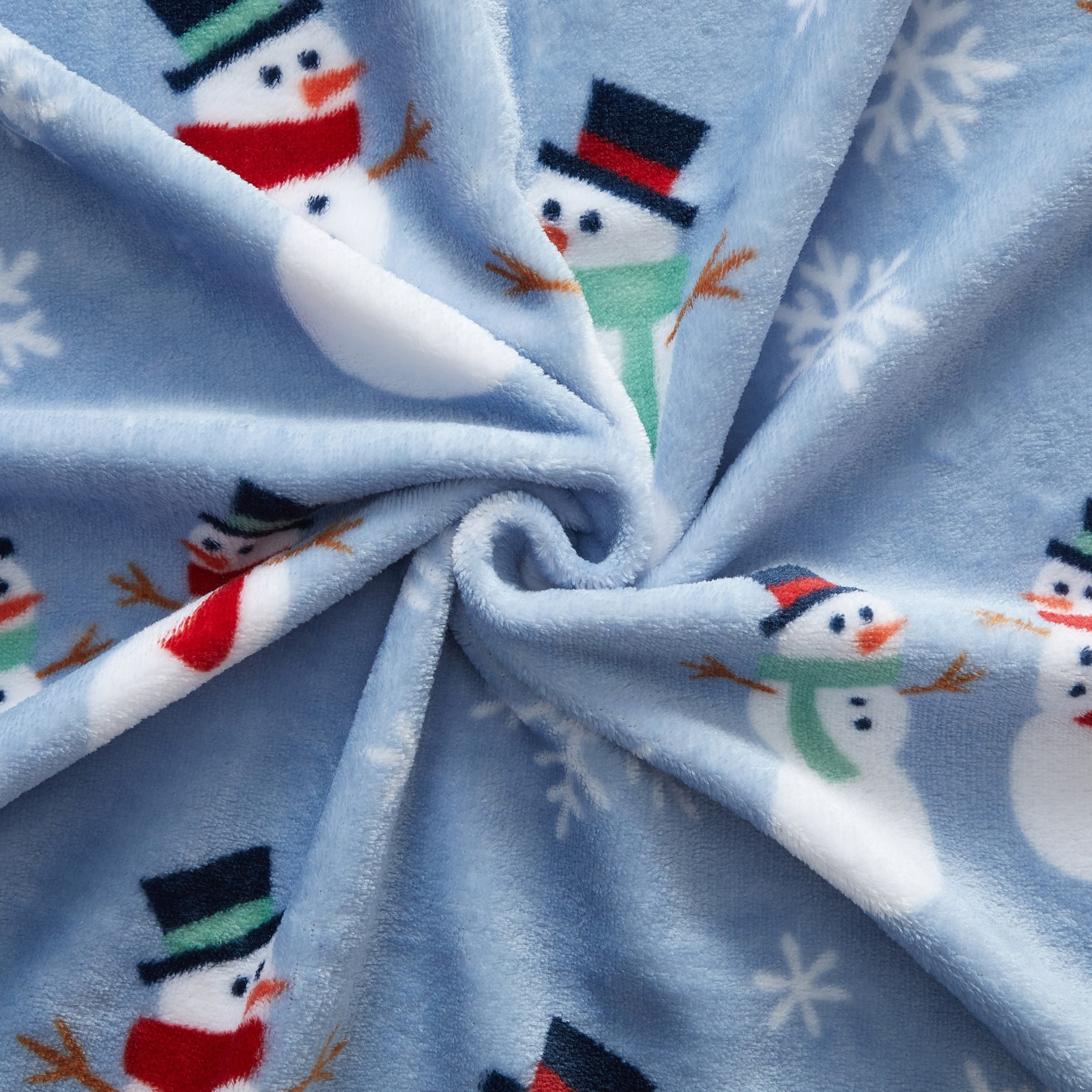 Holiday Time Cozy Christmas Plush Snowman Throw Blanket, Standard Size , All Ages