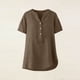 thumbnail image 5 of TaTaai Summer V Neck Casual Top, Women's Half Button Open Front Design, Linen Inspired Short Sleeve Solid Color Shirt Gift, 5 of 9