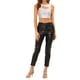 thumbnail image 2 of INSPIRAR CHIC Camisetas sin mangas para mujeres, tops cortos metálicos brillantes, clubwear, talla XL, plateado, 2 of 6