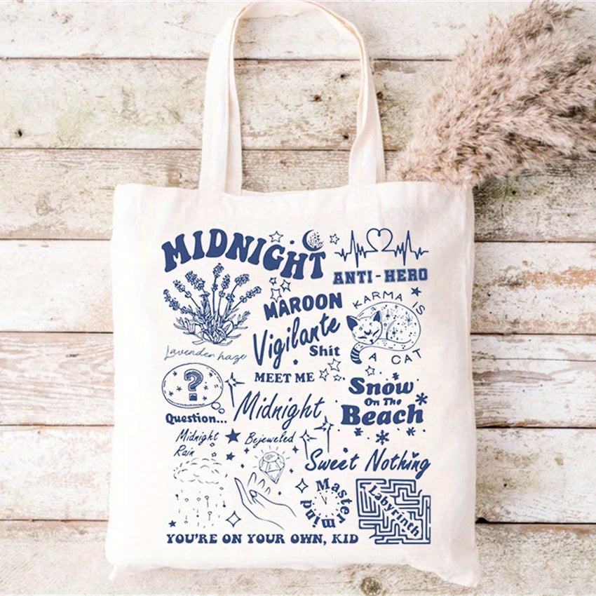 Midnight Pattern Tote Bag Stylish and Durable Canvas Shoulder Bag for Shopping and Travel Foldable for Easy Storage Walmart