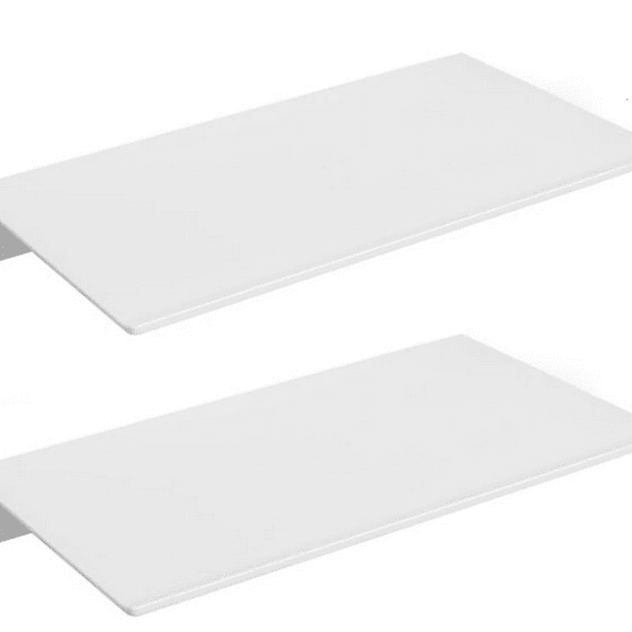 White Floating Shelves for Wall Storage, Metal Wall Shelves for Bedroom, Living Room, Kitchen, Small Bathroom Shelves Wall Mount, 8" Mini Display Shelf for Collectibles(2 PCS)