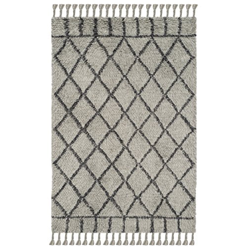 SAFAVIEH Casablanca Branson Geometric Diamonds Shag Area Rug, Grey/Dark Grey, 4' x 6'