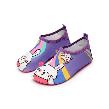 

Gomelly Kids Beach Shoe Surfing Aqua Socks Quick Dry Water Shoes Comfort Flats Summer Exercise Barefoot Rainbow Rabbit 1Y