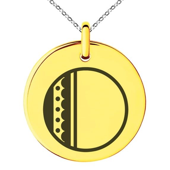 Stainless Steel Letter O Initial Metro Retro Monogram Engraved Small Medallion Circle Charm Pendant Necklace