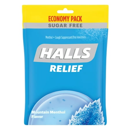 HALLS Relief Sugar Free Mountain Menthol Cough Drops, Economy Pack, 70