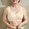 thumbnail image 6 of SMihono Bras for Older Women No Underwire Full Coverage Senior Padded Bra Solid Front Closure Push Up Cotton Bralettes Beige XXXXXL, 6 of 9