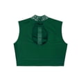 thumbnail image 4 of Hansber Kids Girls Lyrical Dance Crop Top Sleeveless Mock Neck Rhinestones Mesh Performance Cheerleading Tops Green 8, 4 of 5