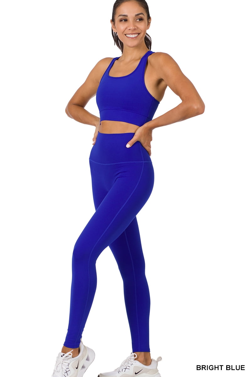 Zenana Women's Athletic Racerback Cropped Tank Tops & Leggings Workout  Activewear Set - Walmart.com