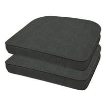 Honeycomb Outdoor Textured Solid Charcoal Grey Rounded Seat Pad (2-Pack)