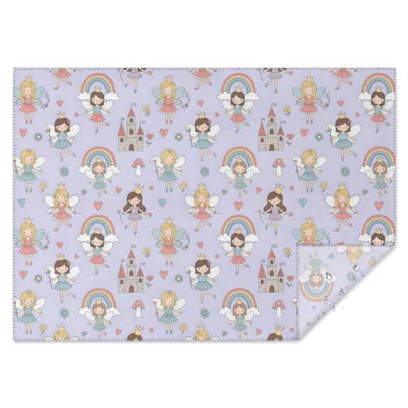 Light Purple Fairy Princess Pattern Rectangle Tablecloth 60"x84",Waterproof Polyester Rectangle Table Cloth, Wipeable Spillproof Polyester Tablecloth for Dining, Camping, Indoor and Outdoor
