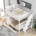 thumbnail image 7 of JINS&VICO Full Over Full Bunk Bed with Two Storage Drawers and Storage Shelves for Kids Children, Space Saving Wood Bunk Bed Full with Stairs and Safety Rails, No Box Spring Needed (White), 7 of 7