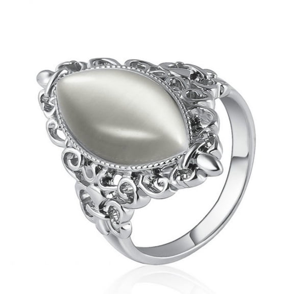 Fashion Women Alloy Waterdrop Oval Opal Rings