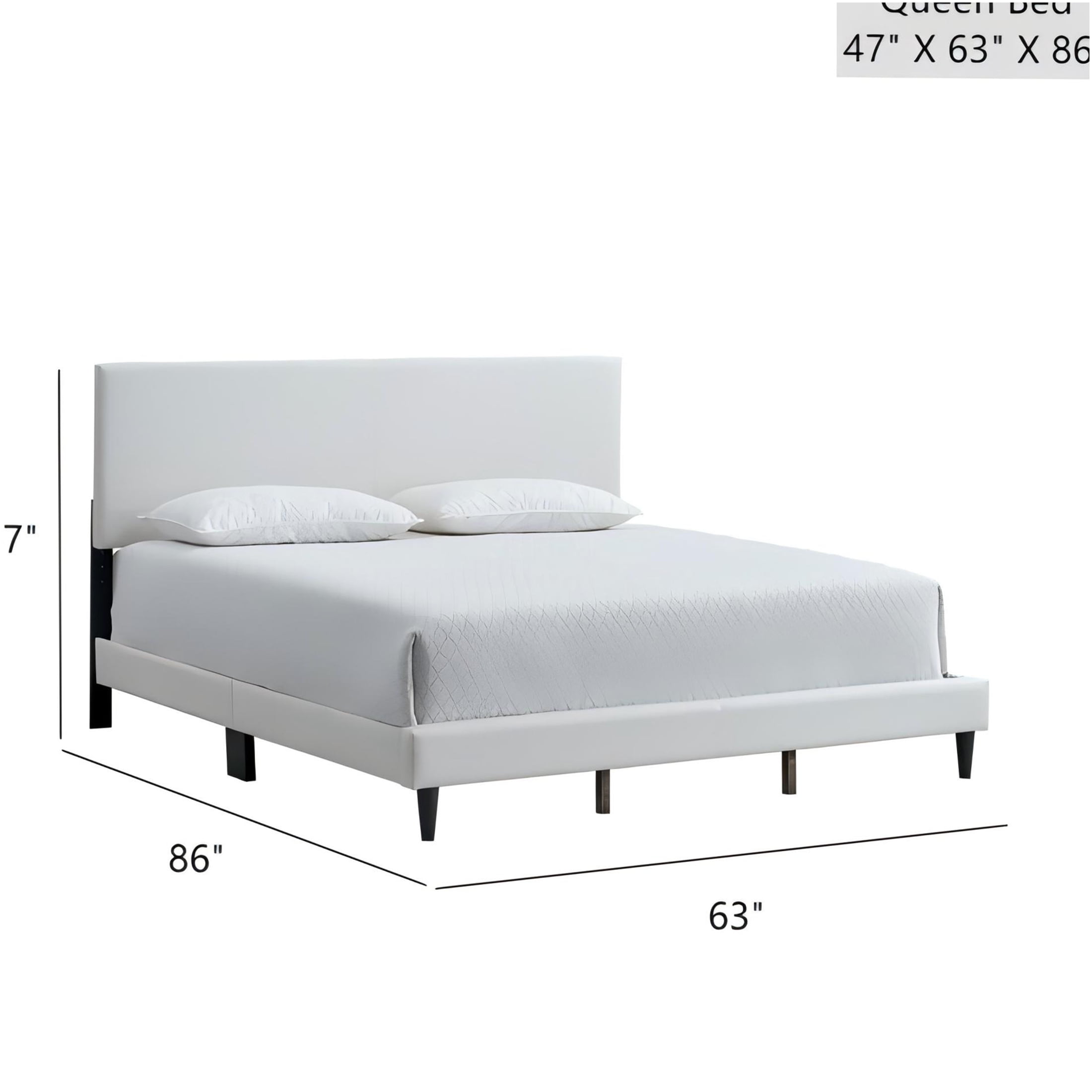 JERFIT Queen Upholstered Bed Frame with Adjustable Headboard, White Modern Platform Bed, No Box Spring Needed