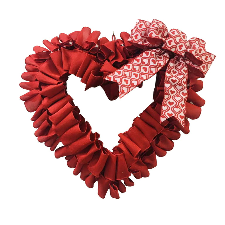 Mersariphy Valentine's Day Wreath Decor, Heart Shaped Valentine Wreath with Bowknot, Front Door Decorations for Festival Party Wedding, Size: 50cm=