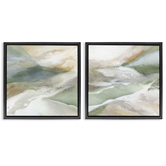 Stupell Industries Serene Misty Valley Abstraction 2 Piece Black Framed Floater Canvas Set, design by Carol Robinson