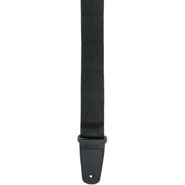 Perri\'s Leathers 2" Nylon Guitar Strap with Leather Ends, Black