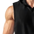 thumbnail image 3 of Men's Workout Hooded Tank Tops Gym Sleeveless Hoodies Quick Dry Bodybuilding Muscle Cut off T-Shirt Athletic Vest Black, 3 of 5
