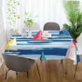 thumbnail image 3 of Yayeee Tablecloths 54" x 72" Rectangle Wrinkle Resistant Party Table Cover, Green Sailboats, 3 of 8