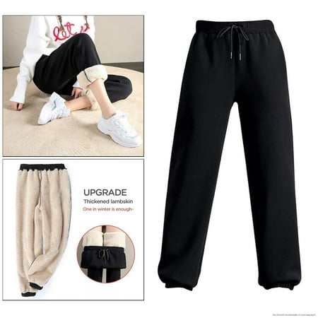 

Fleece Lined Sweatpants Warm Women Girls Casual Jogger Pants Sherpa Lining
