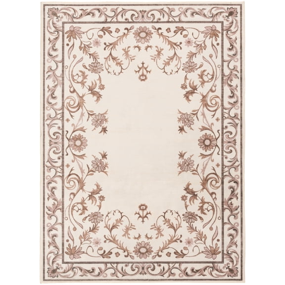 Mainstays Tan Floral Faux Fur Indoor Area Rug, 4 ft x 5 ft 6 in