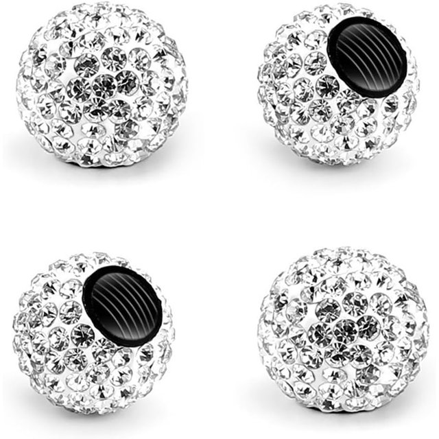 YISITIAN 4 PCS Car Tire Valve Stem Caps, Handmade Dustproof Crystal Rhinestone Auto Stem Air Cap Cover, Attractive Vehicle Exterior Accessories, Universal for Car Truck Motorcycle Bike CJ919-49533