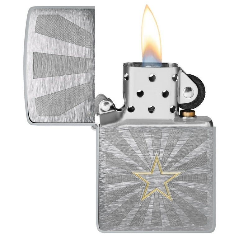 Zippo Star Design Brushed Chrome Pocket Lighter - Walmart.com