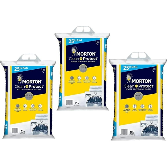 (3Pack) - 25lb Bags Morton Clean and Protect Water Softener Salt, Easy-Carry, Senior-Friendly, Lightweight