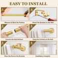 thumbnail image 5 of Heavy Duty Adjustable Curtain Rods for Windows, 1-Inch Diameter Curtain Rod, 32-96 Inches (Bright gold), 5 of 7