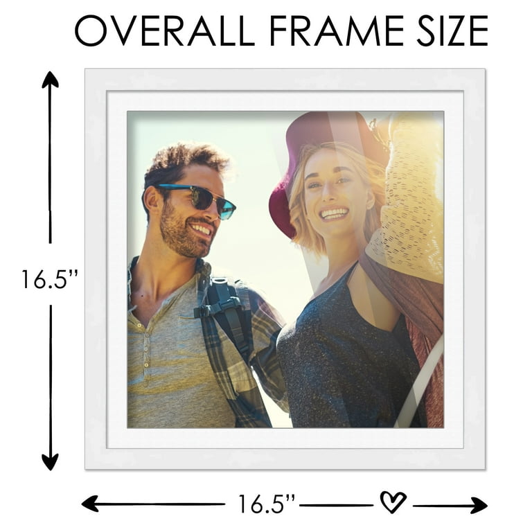 12x12 Frame with Mat - Black 15x15 Frame Wood Made to Display Print or  Poster Measuring 12 x 12 Inches with White Photo Mat