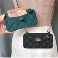 thumbnail image 6 of Wallet Phone Cases for iPhone 14 Plus, Purse Flip Card Holder Soft Silicone Case Cover with Handstrap & Long Pearl Crossbody Chain Apply to iPhone 14 Plus (Dark Green), 6 of 15