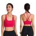 thumbnail image 2 of Ramiter Lingerie for Women Women's Yoga Crop Top Comforts Sports Bra Bralette with Removable Pads Spaghetti Strap Tank Camisole Crop Tank for Sports Yoga Sleeping 2XL,Red, 2 of 4